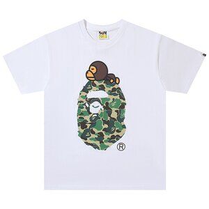 BAPE ABC Camo Milo On Big Ape Head T-Shirt White Green | A Bathing Ape